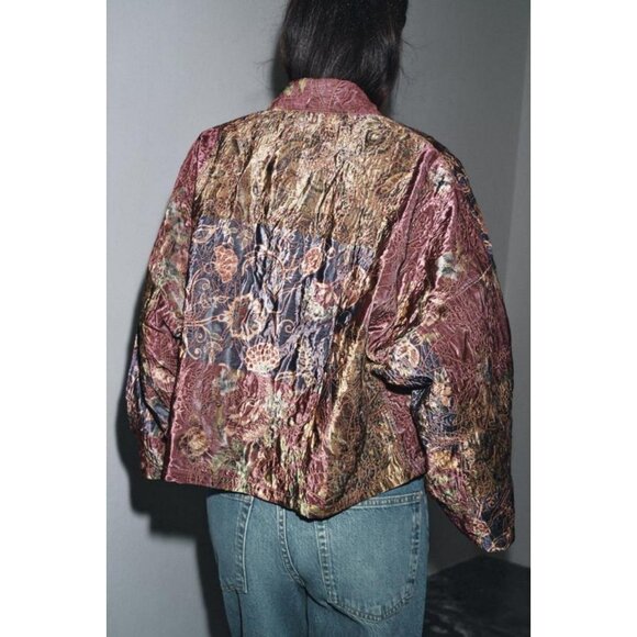 ZARA FLORAL PRINT VELVET KIMONO - Picture 3 of 7